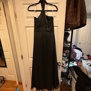 Monique Lhuillier Black Halter Maxi Dress